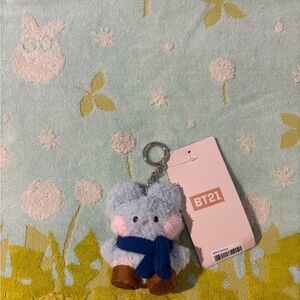 BT21 Koya Plush Keychain - Light Blue with Pink Cheeks